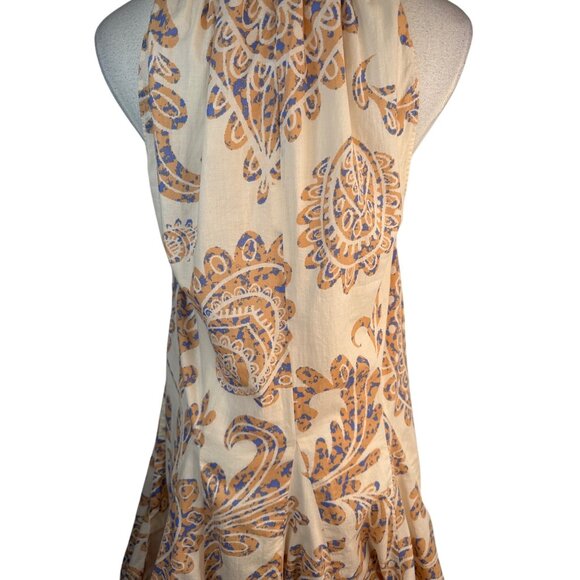 ZARA Halter Neck M Dress Paisley Print Cotton Lightweight Flowy A-Line - Picture 6 of 15